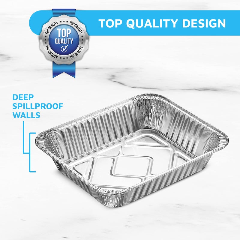 MontoPack Aluminum Foil Pans Half Size Roasting Chafing Pan | Bulk 30 Pack of 9x13 Tins for Cooking, Baking & Catering | Heavy Duty Disposable Cookware Steam Table Trays for Buffet & Food Prepping - Image 4